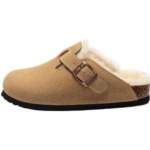 Winterpantoffels Gezellige gesp Klassiek Super warm Damespantoffels Herenpantoffels (Color : Light Brown Winter, Size : 38)