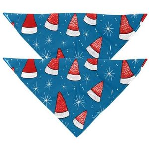 Hond Bandanas, Bruiloft Foto Prop, Vierkante Slabbetjes Huisdier Accessoires, 2-Stk, Cartoon Kerst Blauw Rode Hoed, Hond Sjaal