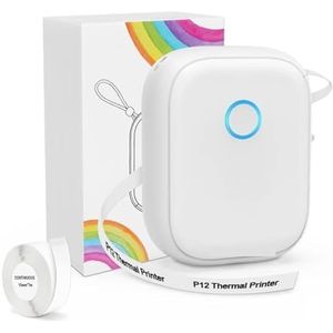 Geen Inkt Labelprinter P12 Bluetooth Thermische Printer Draagbare Stickerprinter Mini Etiketteermachine DIY Prijs Barcode Tag Helder Afdrukken(White)