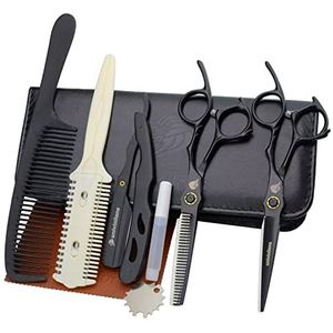 9 stks Haar Snijden Schaar Kit Razor Gift Professionele Kappers Schaar Haar Cut Snijden Scharen Dunning Scissor Hair Styling Texturizing