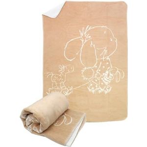 Moon Baby en kinderen knuffeldeken katoen haas dubbelzijdig en pluizig 100x150-wolwit/lichtbruin
