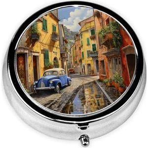 Ronde pillendoos draagbare medicijndoos voor reizen pillendoos, past zakken portefeuilles