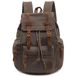 Dreneco Unisex Casual Vintage lederen rugzak Canvas rugzak Satchel wandelrugzak Reizen Outdoor grote rugzak