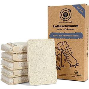 Small Planet AMZ® eco 2-in-1 loofah spons voor badkamer & keuken, set van 6 duurzame douchespons & keukenspons - luffa + cellulose - zero waste & plasticvrij