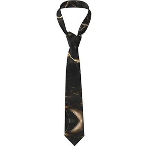 GerRit Zwart goud marmeren casual stropdas voor heren, *# bedrukte stropdas, gemakkelijk te onderhouden, geschikt voor dagelijks, feest, bal en viering, enz., Zwart, Eén maat