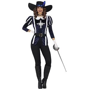 Musketier Kostuums | Vechtlustige Blauwe Musketier Hanna | Vrouw | Maat 36-38 | Carnaval kostuum | Verkleedkleding