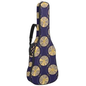 Universele waterdichte akoestische gitaartas voor 40/41/42 inch gitaren, met meerdere zakken en beschermende laag, gouden zilveren circulaire geometrische, Meerkleurig, 42.9x16.9x4.7 in, Gitaar Tas