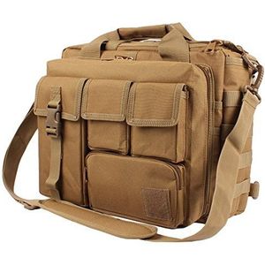 TongCart Militaire jacht-tactische laptoptas voor buiten, waterdicht, nylon, draagbare schoudertas voor mannen, vrijetijdsschoudertas, bruin, Eén maat