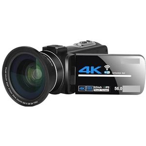 Videocamera, Volledige 4k-camcorder Professionele videocamera Live streaming Nachtzicht 58MP Fotografie Digitale camera's Vlog-opname(NO SD Card,With Lens)