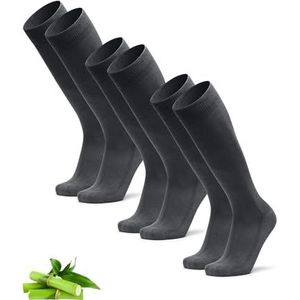 DANISH ENDURANCE Kniekousen van Bamboe, Dames & Heren, Superzacht & Ademend, 3 paar, Zwart, 43-47 Grijs 43-47