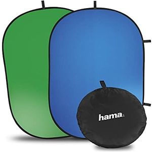 Hama Greenscreen opvouwbaar 2-in-1 (vouwachtergrond, afmeting 150 x 200 cm, groen-scherm, tweekleurig van katoen, foto-achtergrond met draagtas) groen/blauw
