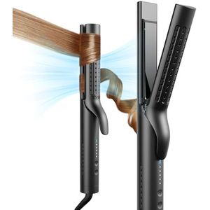 TYMO Airflow Stijl- en Krultang - Ionische Stijltang en Krulstaaf 2 in 1 voor Snel Stijlen of Natuurlijke Golven met 360° Luchtstroom, Verbrandingsbeveiliging, 32mm Krultang Grote Krullen, Zwart