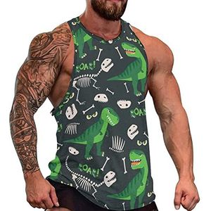 Rex And Dino Bones Roar heren tanktop grafische mouwloze bodybuilding T-shirts casual strand T-shirt grappig gym spier