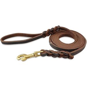 Huisdier Aangelijnd Echt lederen hondenriem Honden lange riemen Gevlochten Pet Walking Training voor middelgrote grote huisdieren Hondenriem (Color : Brown, Size : 170cm)