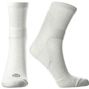 Doctor's Choice Plantar fasciitis compressie crew sokken, pijnverlichting voor heren en dames voor achillespeesontsteking en boogondersteuning, 10-20 mmHg compressie (wit, groot)