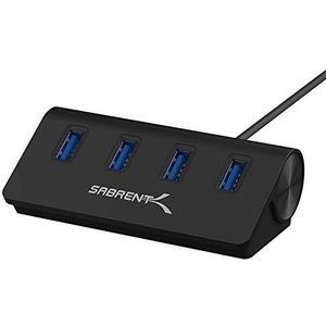 SABRENT Premium 4-poorts Zwarte Aluminium USB 3.0 Hub (30"" Kabel) voor iMac, MacBook, MacBook Pro, MacBook Air, Mac Mini, of elke PC [Zwart] (HB-MC3B)
