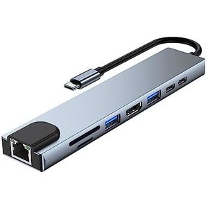 Eighosee 1 USB C Hub Type C naar 4K -compatibele adapter met Ethernet RJ45 SD/TF USB Hub