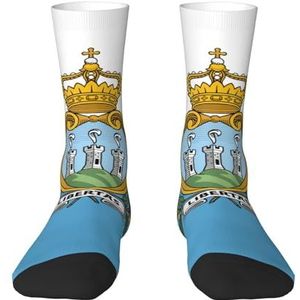 Evengigy Vlag van San Marino Grappige Sokken Crazy Fashion Cool Gepersonaliseerde Zachte Crew Sokken voor Mannen Vrouwen Unisex, Wit, One size