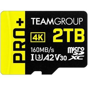 TEAMGROUP A2 Pro Plus Card 2TB Micro SDXC UHS-I U3 A2 V30, R/W tot 160/110 MB/s voor Nintendo-Switch, Steam Deck, Gaming Apparaten, Tablets, Smartphones, 4K opnamen, met adapter TPPMSDX2TIA2V3003
