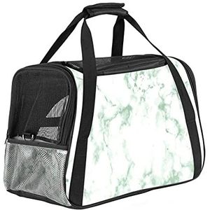 Groene Marmeren Pet Carrier Bag, Draagbare Tote Bag Top Opening, Verwijderbare Mat En Ademend Mesh, Transport Handtas Voor Honden En Katten