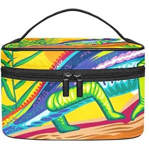 Make-up Organizer Bag, Reizen Make-up Tas Organizer Case Draagbare Cosmetische Tas voor Vrouwen en Meisjes Toiletartikelen Mooie Kameleon Groen Bos, Meerkleurig, 22.5x15x13.8cm/8.9x5.9x5.4in