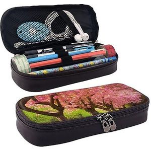 YoupO Etui Pen Tas voor Vrouwen Pen Case Organizer Potlood Gevallen voor Kantoor Home Park Bloeiende Bomen Kersen Mooie Lente, Zwart, Eén maat, Tas Organizer