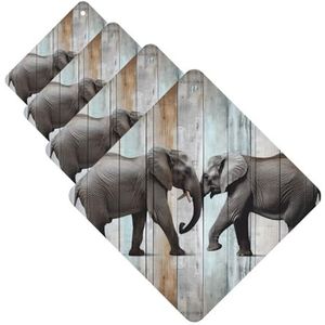 Olifant op hout auto luchtverfrissers kaarten set van 4 stuks gepersonaliseerde auto verfrissers geschenken voor mannen vrouwen auto aromatherapie tabletten opknoping geurkaarten voor kledingkast