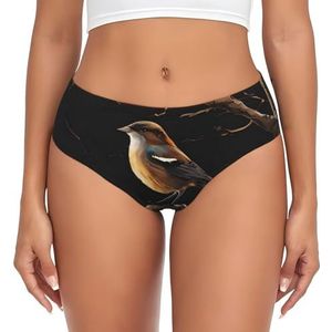 BKTRAVERPT Leuke zwarte en gouden marmeren vogel damesslips No Show - zacht, ademend, comfortabel laagbouw slipje voor vrouwen dames, 3d Gedrukt Patroon, XL