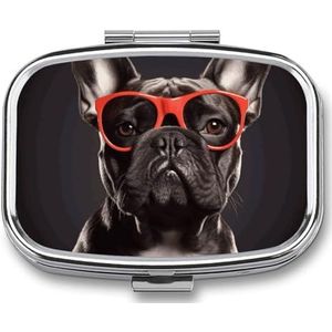 Franse Bulldog pillendoos pillendoosje schattige pillenorganisator pilhouder medicijnpillenorganisator pillencontainer dagelijkse pillenorganizer kleine pillendoos pillendoosje voor portemonnee zak