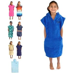COR Kinderponcho handdoekjas licht en donkerblauw voor kinderen van 3-10 jaar (Blue)
