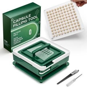 Angtai JN Vulmachine voor lege capsules, maat 0 (100 gaten), capsulevulling met gedetailleerde instructies, handmatige capsulevulmachine compatibel met lege capsules 0