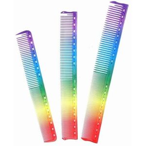 VONCYKI 3 stuks fijne snijkam, kappers kleurrijke kammen, professionele salon styling kam, rat staart kam fijne tanden haar kam kits, voor rug kammen, wortel plagen kam