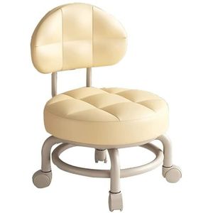 FXLUHAY Kruk zadelkruk Kleine kruk Rolling Kruk, Lage Rolling Kruk met Wielen, Kleine Lage Kleine Krukken, Rolling Kruk met Rugleuning