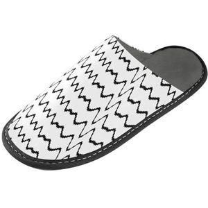 LI ZHI XIN Volwassen Pluche Slippers Dames Flanel Warme Huis Schoenen Met Antislip Mens Indoor Slippers Met PVC Zool Maat 4-11 Zwarte Golvende Lijnen, Meerkleurig, 4/5 UK