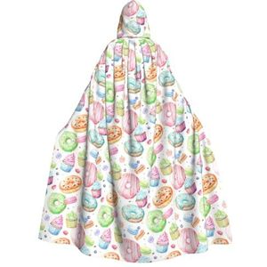 Bxzpzplj Cupcakes Donuts Muffins Suikerprint Unisex Hooded Mantel Voor Mannen & Vrouwen, Carnaval Thema Party Decor Hooded Mantel