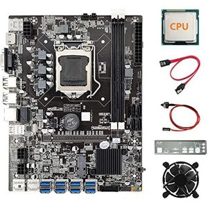 AMIUHOUN B75 8USB ETH Mijnbouw Moederbord+CPU+Baffle+-kabel+Schakelkabel+CPU-ventilator LGA1155 B75 USB BTC Moederbord