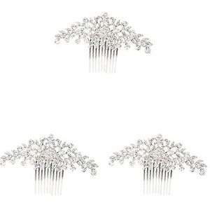 3 set Bruids Bruiloft Bloem Strass Crystal Rhinestone Vrouwen Haar Kam Hoofddeksel