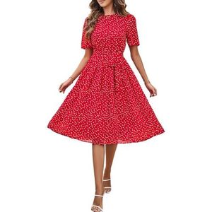 yk8fass Polka dot Jurk zf-9033, Bourgondy, M