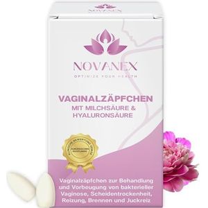 Novanex vaginale zetpillen bij bacteriële vaginose en droogheid – Verlicht snel irritatie, jeuk, branderigheid, geur en afscheiding. Biedt langdurige hydratatie. Hormoonvrij, 10 ovules.