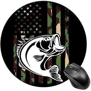 Camouflage Amerikaanse vlag bas vissen ronde antislip muismat grappige bureaumat rubber laptop schrijfmat voor gamer kantoor thuis