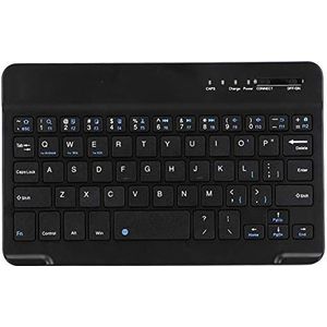 Draadloos toetsenbord, 7-8 inch slank, licht aluminium draagbaar, compatibel voor smartphone/pad/laptop/desktop, draadloos Bluetooth-toetsenbord voor Android IOS zwart
