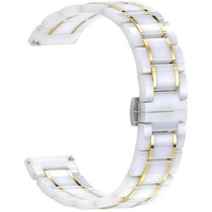 YAGHANG 20mm 22mm 24mm Luxe Keramische band geschikt for de Samsung Galaxy 3 horloge 46mm 42mm Gear S3 Strap Active 2 40 44mm Smart horloge Ceramic Strap(White gold,20mm)