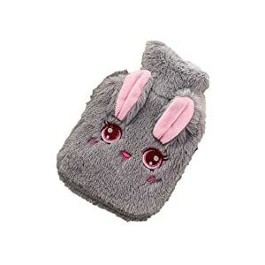 DieffematicRSD Warmwaterkruik Herbruikbare Winter Warme Warmte Handwarmer PVC Stress Pijnbestrijding Therapie Warmwaterkruik Zak Met Gebreide Zachte Konijn Gezellige Hoes (Color : Gray)
