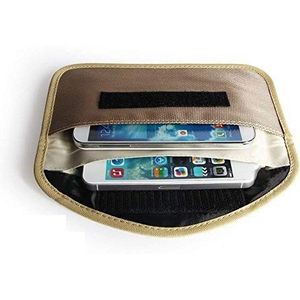 Mengshen Grote Faraday tas, signaalblok zakje compatibel met iPhone Samsung Smart Phone autosleutel (beige)