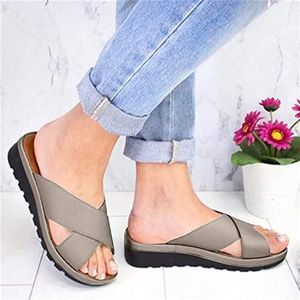 Orthopedische slippers Dames Steunzool Comfort Walking Thong Sandalen Fasciitis plantaris Platvoeten Hielpijn Bunioncorrectie,Bronzen,EU35/US4.5