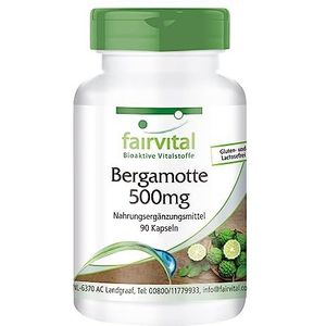 Fairvital | Bergamotextract 500 mg - 90 capsules - 5-voudig geconcentreerd uit 2500 mg bergamot - Hooggedoseerd - 100% veganistisch - Op kwaliteit getest - Made in Germany