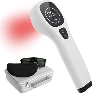 KTS handheld rood lichttherapie apparaat voor pijnverlichting, knie-, schouder-, rug-, gewrichts- en spierpijn, infraroodlicht met 650nm en 808nm sondes (vier * 808nm sondes), uitgerust met bril