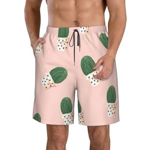 FRGMNT Auto's Patroon Print Mannen Sneldrogende Zwemmen Shorts Strand Korte Board Spa Trunks Stretchy Gym Shorts Surfen Korte, Cactus, M