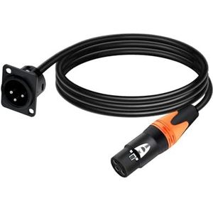 D-Type XLR Mannelijke Paneelmontage naar XLR Vrouwelijke Connector Pass Through Kabel, 3 Pin XLR Pass Thru Converter Compatibel met Microfoon (Color : Orange, Size : 15m)