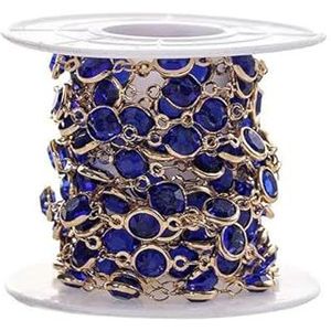 1m 6mm kleurrijke koperen kristal kralen kettingen glas gouden kettingen voor doe-het-zelf ketting enkelband sieraden ambachtelijke maken van benodigdh